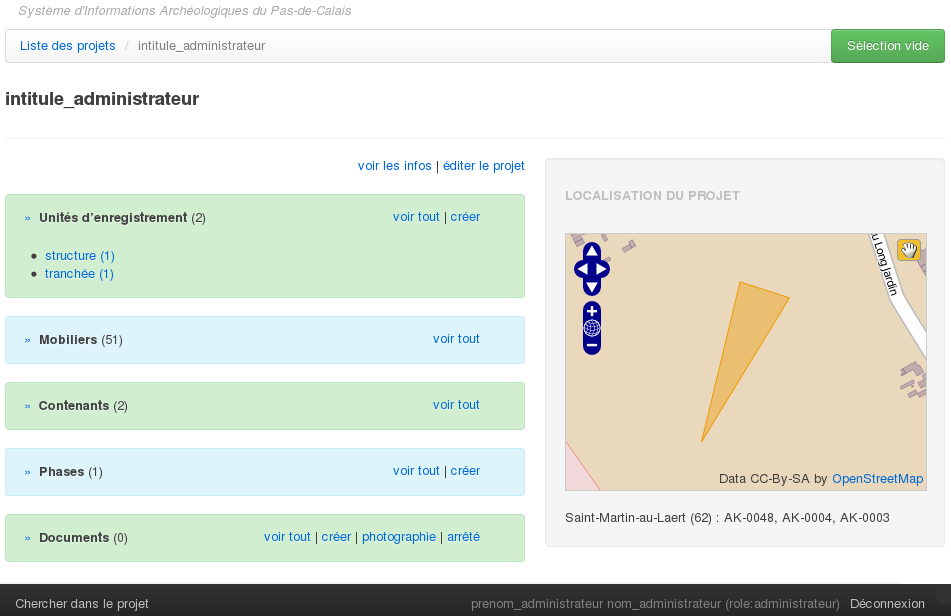 Page d'acceuil du projet